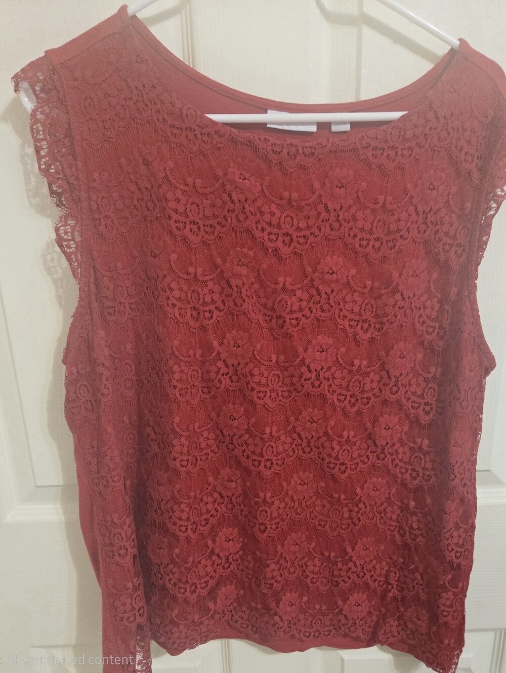 New York & Company Red Lace Sleeveless Camisole